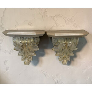 Set of 2 Large VTG MCM Home Interiors Ornate Wall Shelves Hollywood Regency